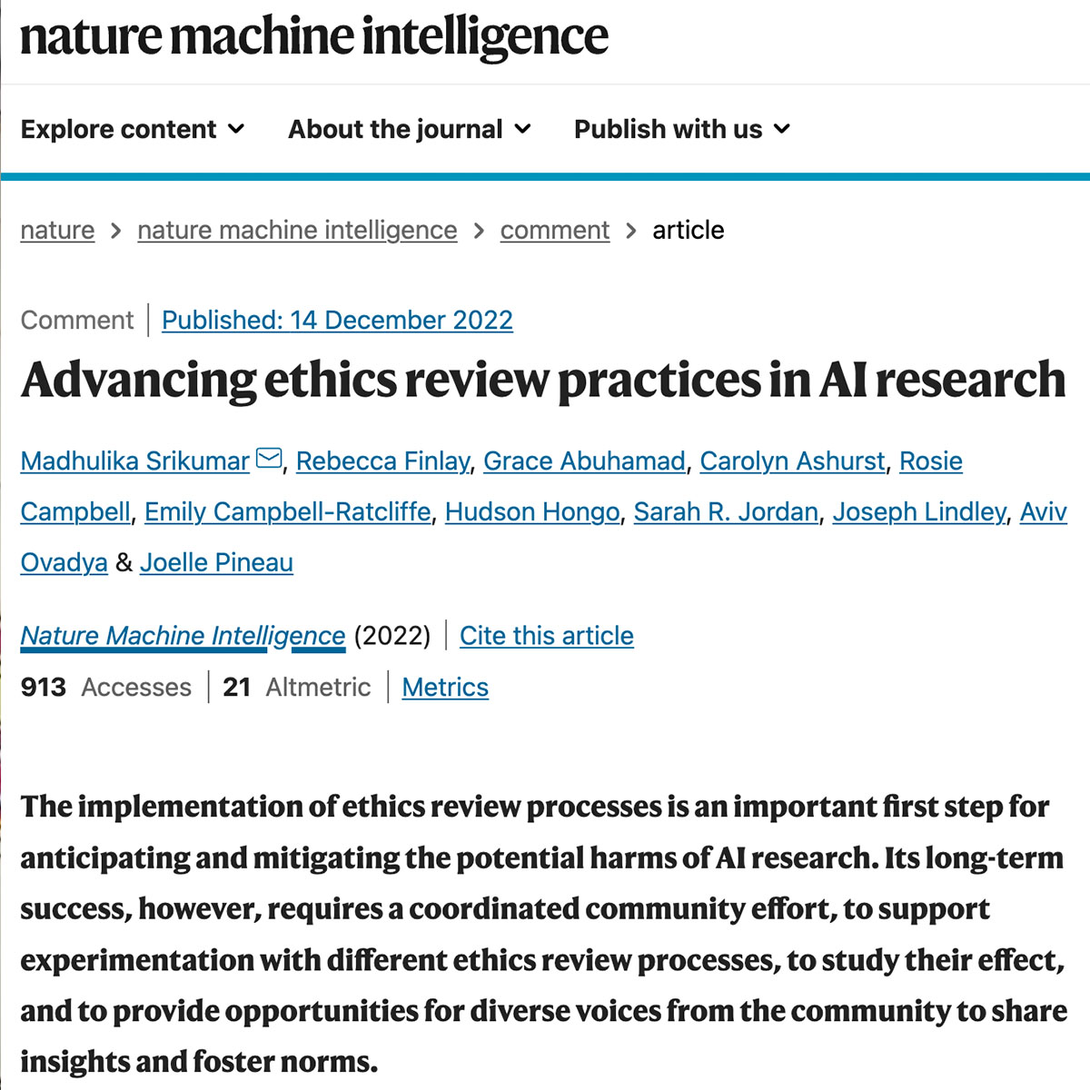 Advancing ethical review practices for AI research