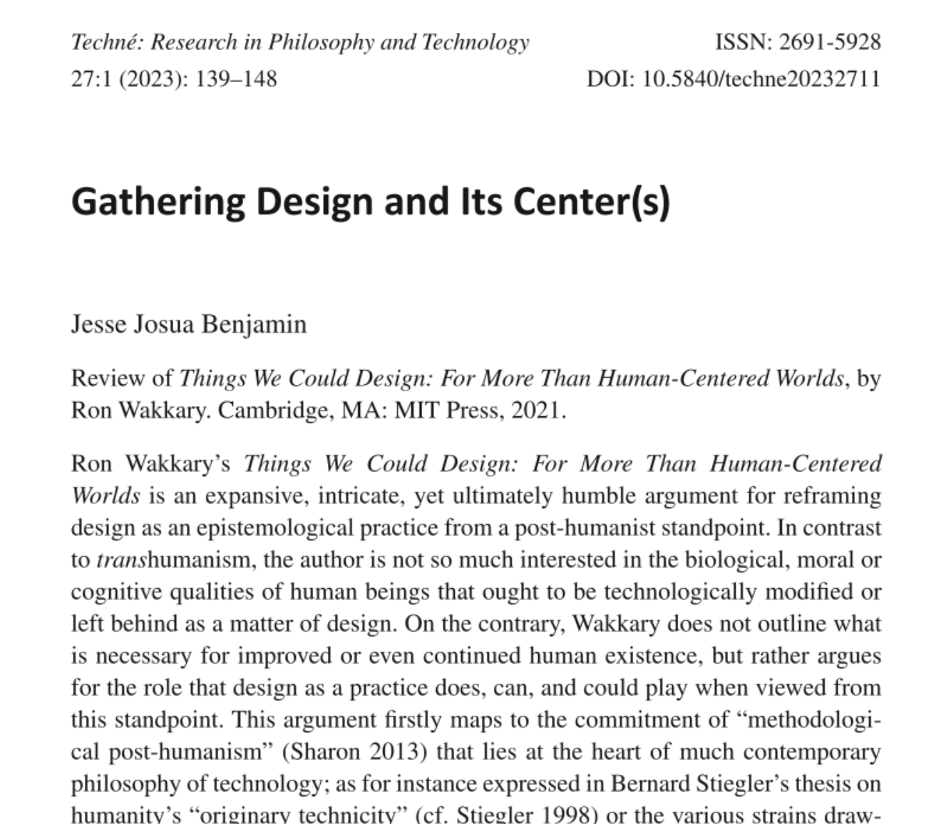 Review of Ron Wakkary's 'Things We Could Design'